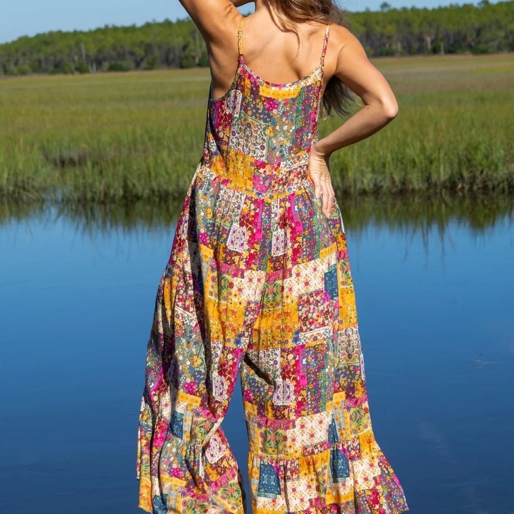 Natural Life Zoe Mandala Patchwork Wide-Leg Jumpsuit,Multi, L (NWOT) - Picture 8 of 10